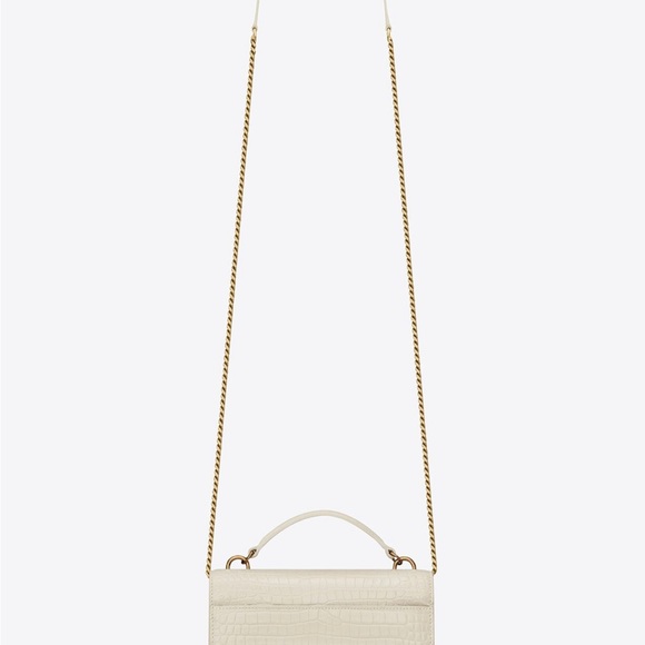 Saint Laurent YSL Crocodile Leather Sunset Shoulder Bag w/ a Strap (Pink/Silver) - Picture 10 of 13